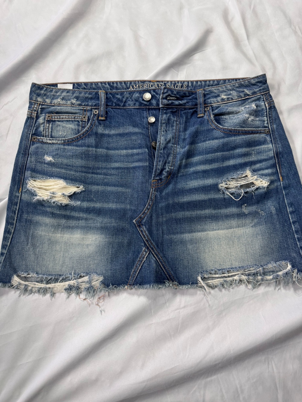 American Eagle Women’s Distressed Blue Denim Skirt